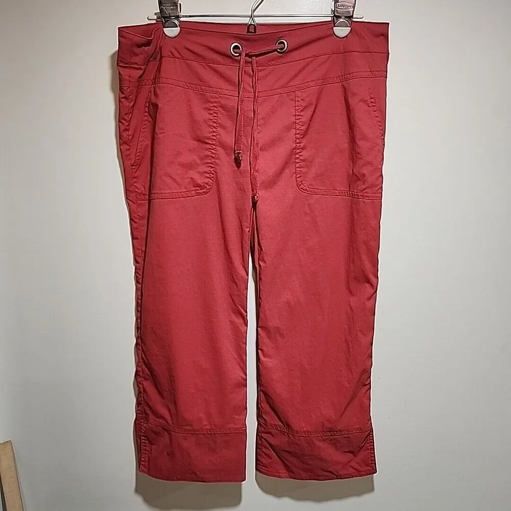 Prana Cropped Drawstring Pants in Brick Red - Picture 2 of 14